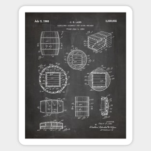 Whisky Barrel Patent - Whisky Art - Black Chalkboard Sticker